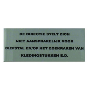 Deurbordje DE DIRECTIE AANSPRAKELIJK