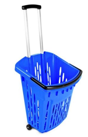 Winkelmand blauw 38 liter op wielen