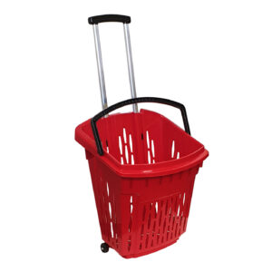 Winkelmand rood 38 liter op wielen