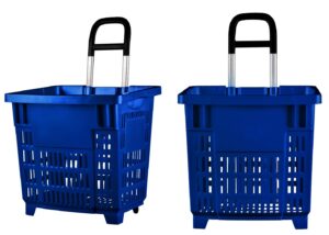 Winkelmand op wielen blauw 55 liter