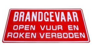 Tekstbord BRANDGEVAAR 47.5x23.5cm rood/w