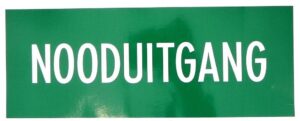 Sticker NOODUITGANG groen/wit 31x12cm