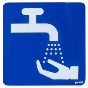 Sticker blauw/wit Wassende handen