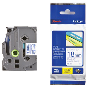 Brother tape wit / blauw 18mm