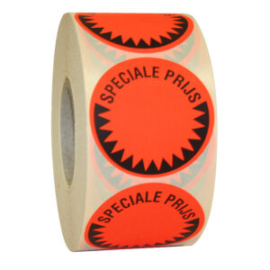 Etiket 50mm fluor rood SPECIALE PRIJS