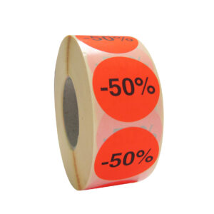Etiket 35mm fluor rood zwart -25% 1000x