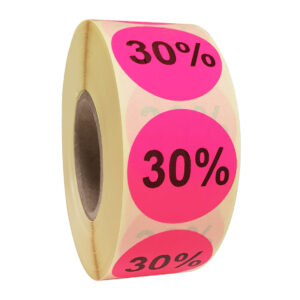 Etiket 35mm fluor roze permanent 10%