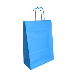 Blauwe draagtas papier 12x41+32cm (200x)