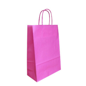 Draagtas papier roze 14x41+32cm (1x)