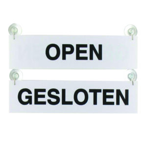 Bordje OPEN/GESLOTEN 20 x 5cm wit/zwart