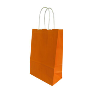 Draagtas oranje papier 14x42+32cm (1x)