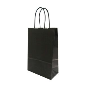 Draagtas zwart papier 14x42+32cm (1x)