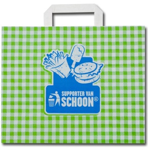 Draagtas groen wit 18x26+32cm (300x)