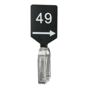 Maatbordje zwart wit met pijl maat 48