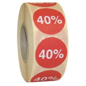 Etiketten 25mm rood wit 40% (1000)