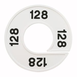 Maatring 128 wit zwart 9cm