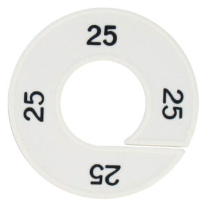 Maatring 25 wit zwart 9cm