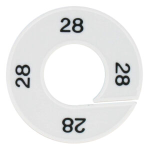 Maatring 28 wit zwart 9cm