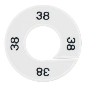 Maatring 38 wit zwart 9cm