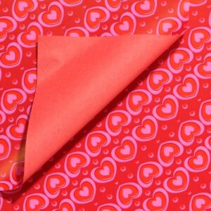 Cadeaupapier 30cm rood roze hartjes