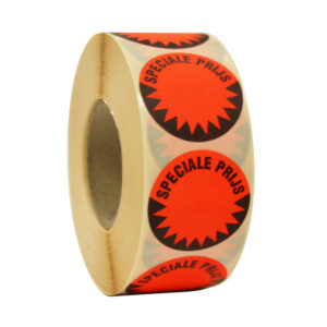 Etiket 35mm fluor rood SPECIALE PRIJS