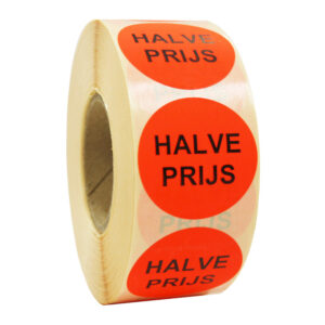 Etiket 35mm fluor rood HALVE PRIJS 1000x
