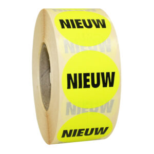 Etiket 35mm fluor geel NIEUW (1000x)