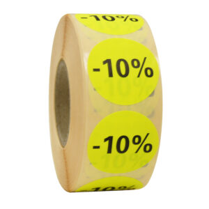 Etiket 35mm fluor geel zwart -10% 1000x