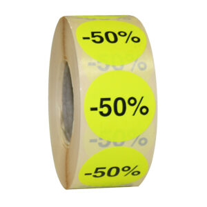 Etiket 35mm fluor geel zwart -50% 1000x