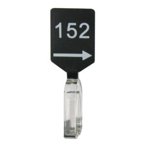 Maatbordje zwart wit met pijl maat 152