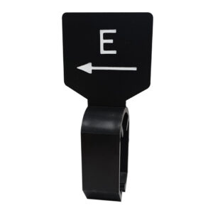 Maataanduider zwart wit E met pijl