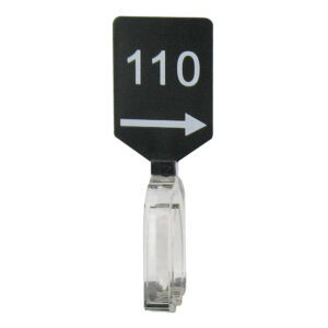 Maatbordje zwart wit met pijl maat 110