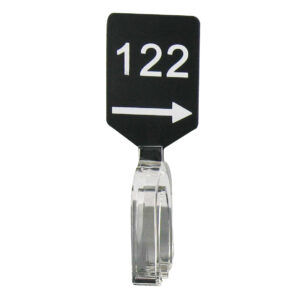 Maatbordje zwart wit met pijl maat 122