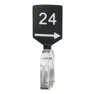 Maatbordje zwart wit met pijl maat 24