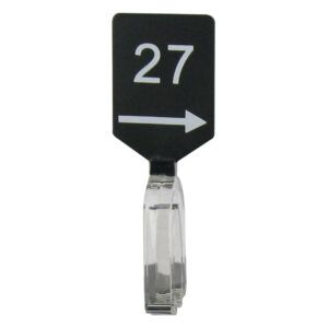 Maatbordje zwart wit met pijl maat 27