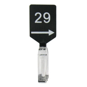 Maatbordje zwart wit met pijl maat 29