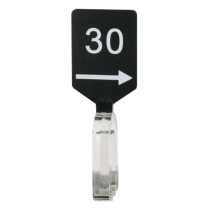 Maatbordje zwart wit met pijl maat 30