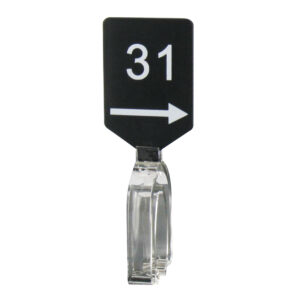 Maatbordje zwart wit met pijl maat 31