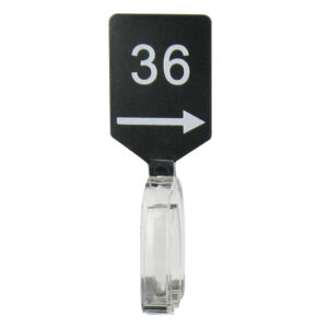 Maatbordje zwart wit met pijl maat 36