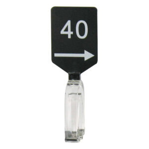 Maatbordje zwart wit met pijl maat 40