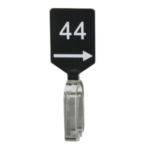 Maatbordje zwart wit met pijl maat 44