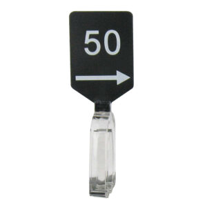 Maatbordje zwart wit met pijl maat 50