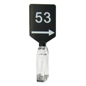 Maatbordje zwart wit met pijl maat 53