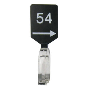 Maatbordje zwart wit met pijl maat 54