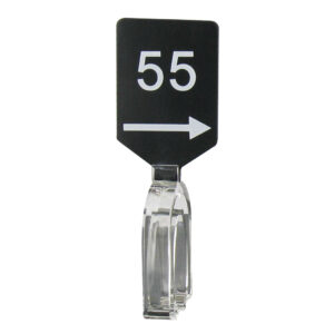 Maatbordje zwart wit met pijl maat 55