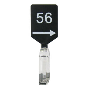 Maatbordje zwart wit met pijl maat 56