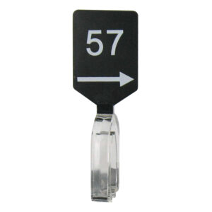 Maatbordje zwart wit met pijl maat 57