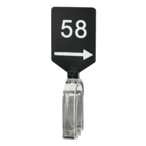 Maatbordje zwart wit met pijl maat 58