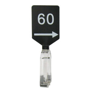 Maatbordje zwart wit met pijl maat 60