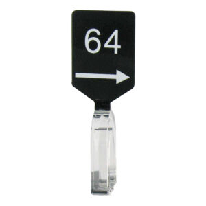 Maatbordje zwart wit met pijl maat 64